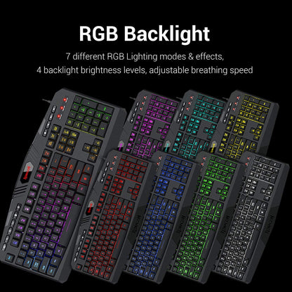 Redragon S101 Wired Gaming Keyboard and Mouse Combo RGB Backlit Gaming Keyboard with Multimedia Keys Wrist Rest and Red Backlit Gaming Mouse 3200 DPI for Windows PC Gamers (Black) Redragon 